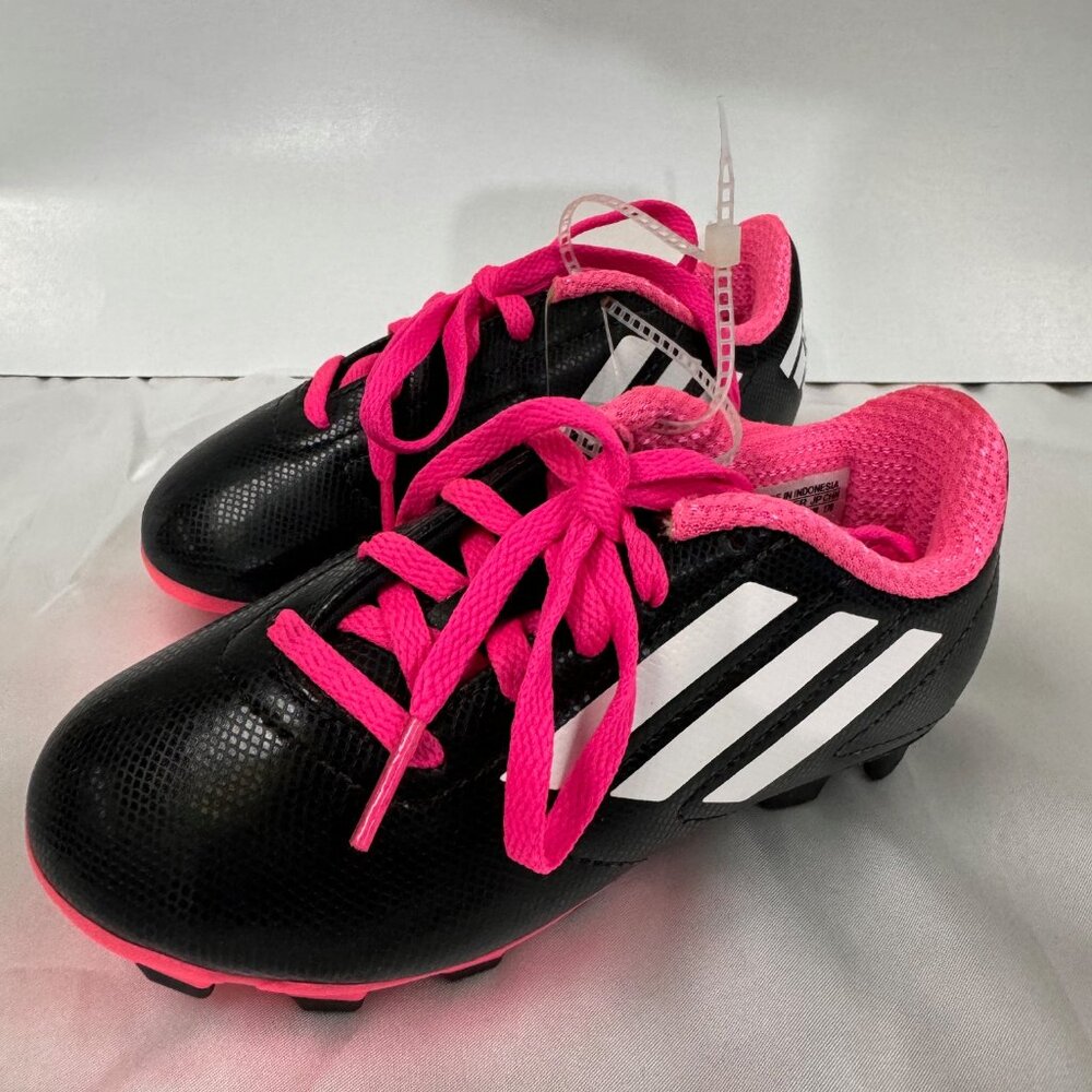 adidas Kids Black and Hot Pink Soccer Cleats